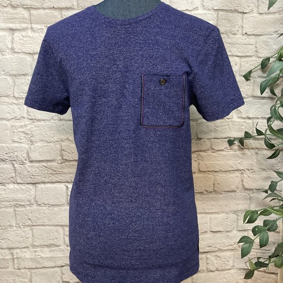 Mens Ted Baker Tee Shirt Cotton Blend Purple Small w/Pocket - Picture 1 of 7